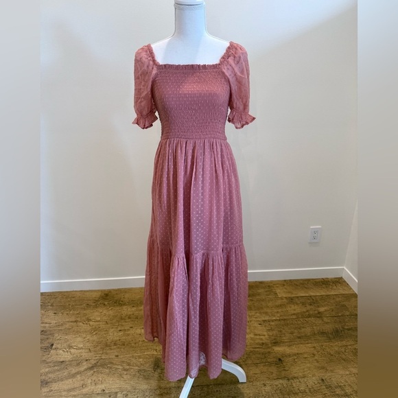 Patrons of Peace Dresses & Skirts - Patrons of Peace Milkmaid Smocked Tiered Maxi Dress Romantic Cottagecore Size XS